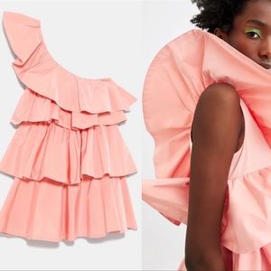 Zara ruffles asymmetric dress